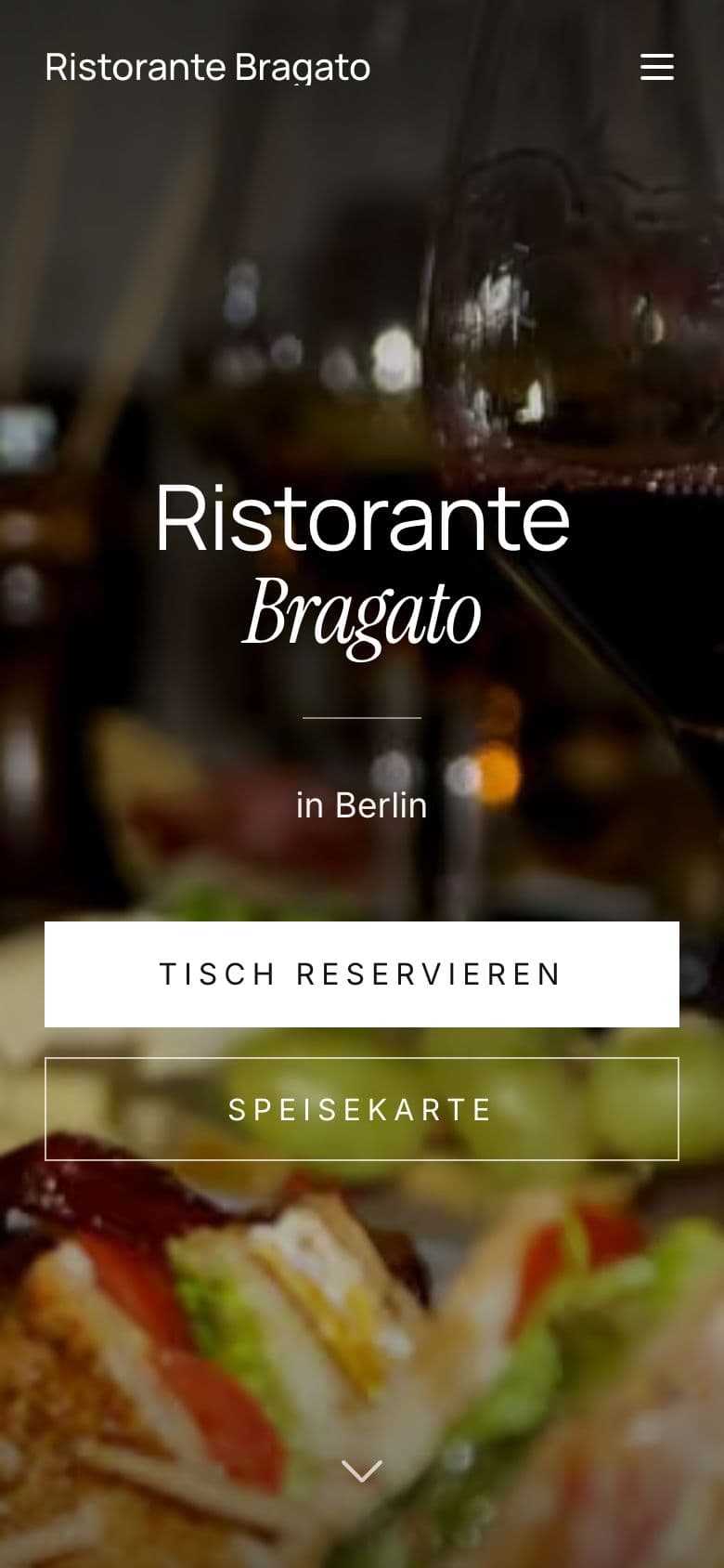 Ristorante Bragato website on a phone